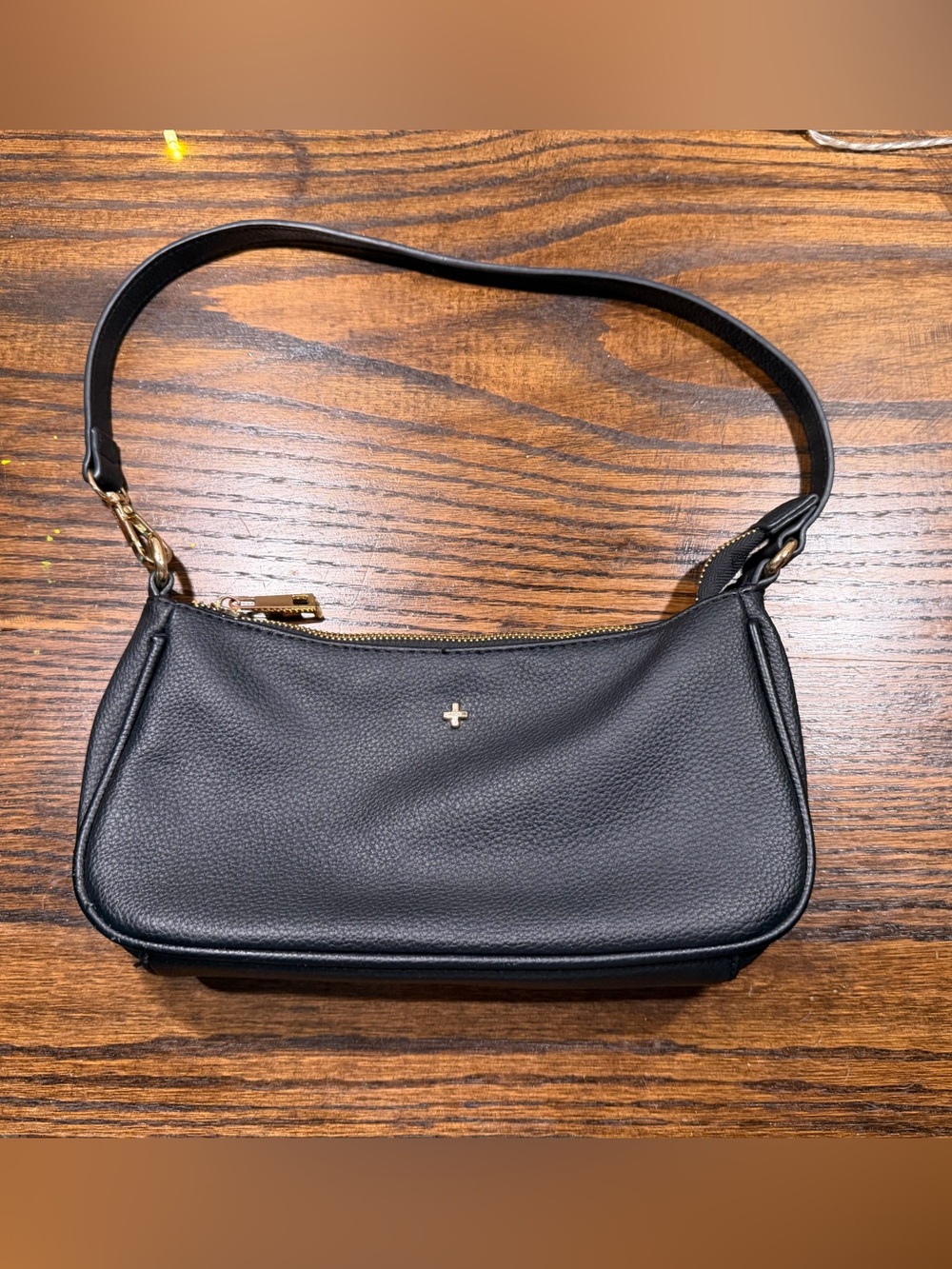 PETA + JAIN Leather Shoulder Bag in Black - Minimal Cross Accent